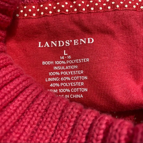 Lands End Pink Fleece Ribbed Mock Neck Zip Up Vest - Picture 5 of 5